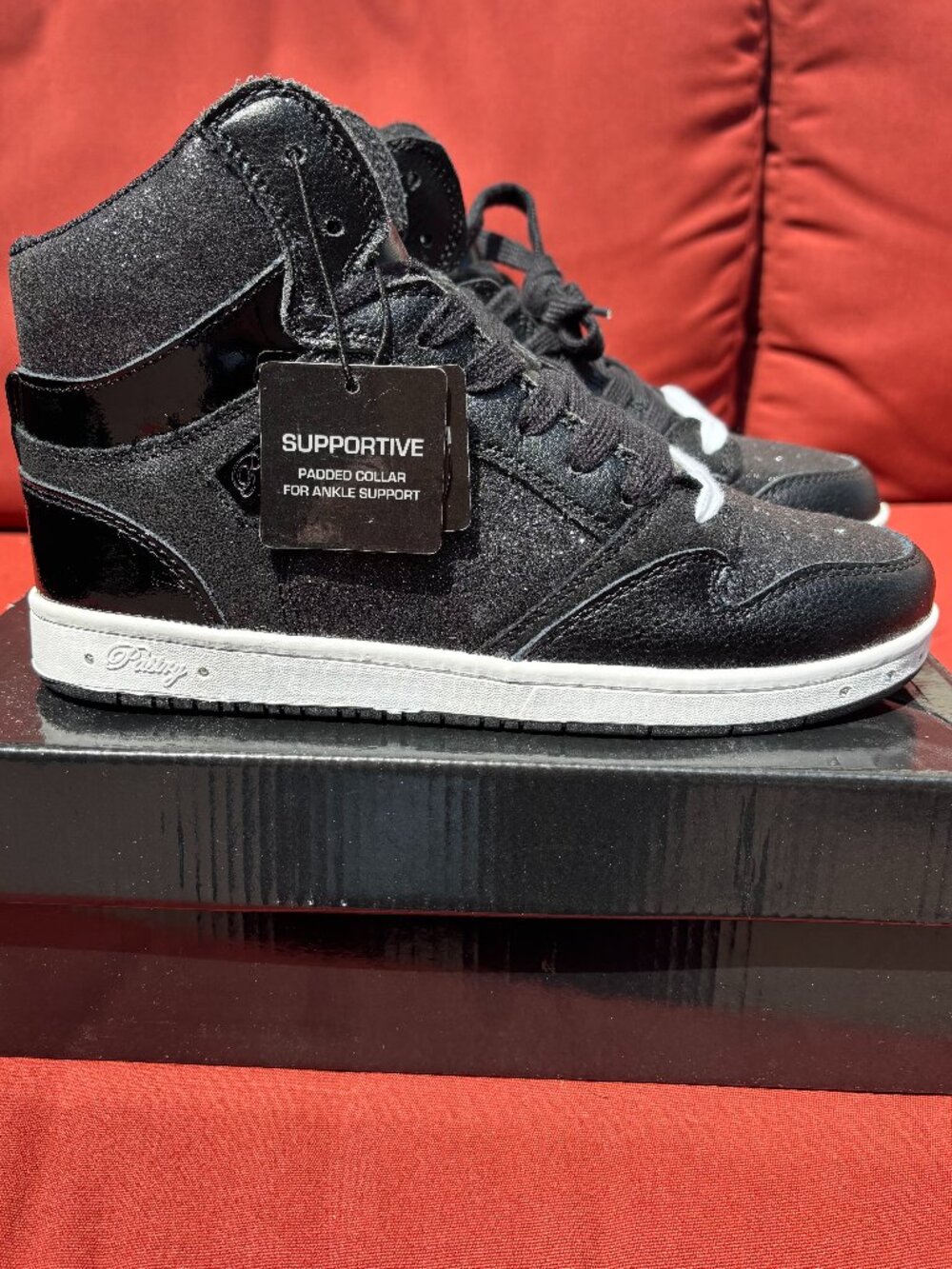 NWT Pastry Women's Pie Glam Hip Hop Dance High Top Sneaker, Black & White, Sz 7